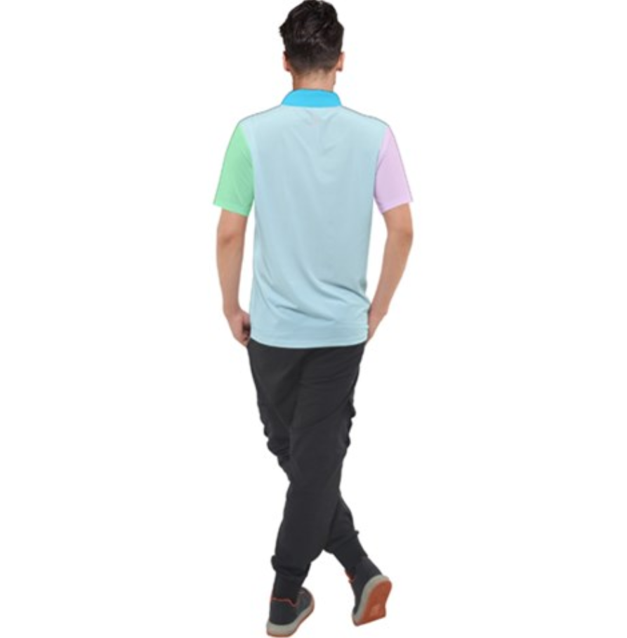 Fairway Polo in blue, pink and green