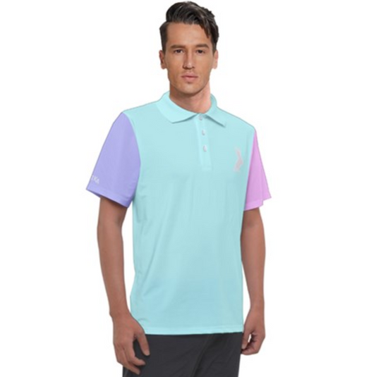 Fairway Polo in blue, pink and mauve