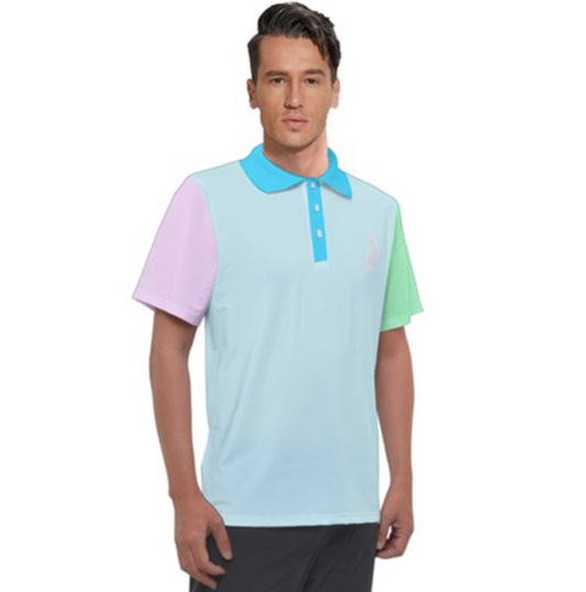 Fairway Polo in blue, pink and green