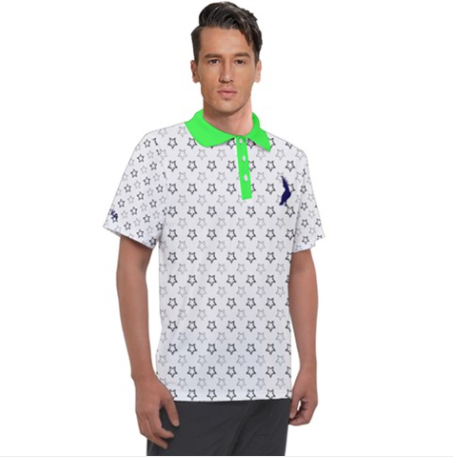 Star Polo with pale green collar