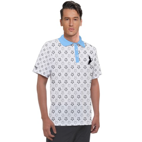 Star Polo with pale blue collar